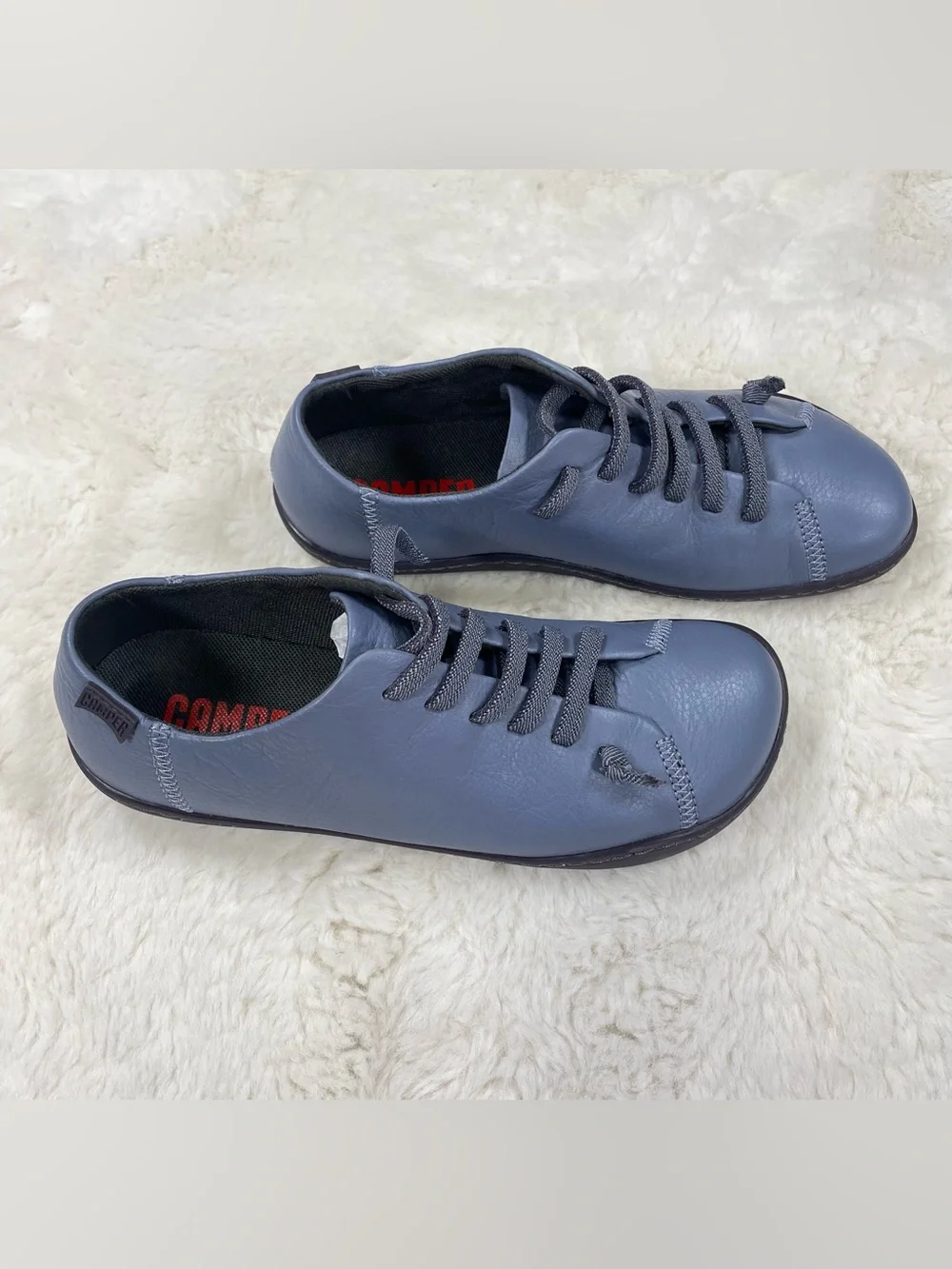 Camper women’s Slate Blue Leather Lace-Up Sneakers Size US 6 EU 36 NWOB